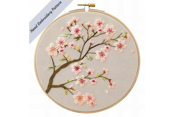Cherry Blossom Branch Embroidery Pattern