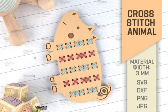 Cross Stitch Animals Laser Cut Pig SVG