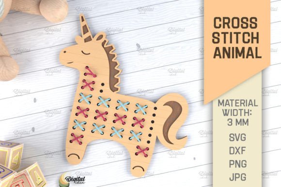 Cross Stitch Animals Laser Cut Unicorn