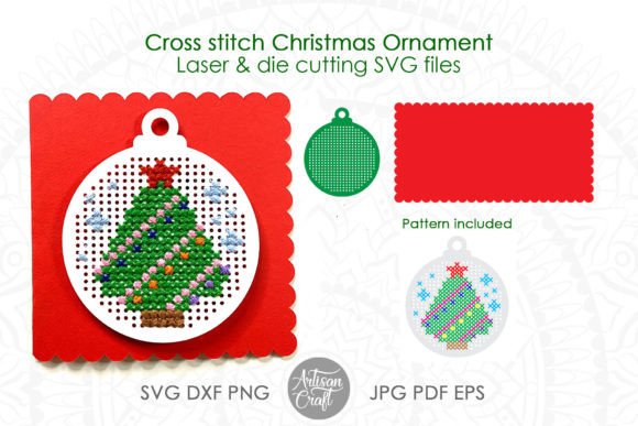 Cross Stitch Christmas Ornament SVG