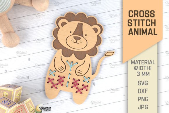 Cross Stitch Lion SVG