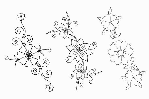 Vector Flower, Plants Pattern Embroidery